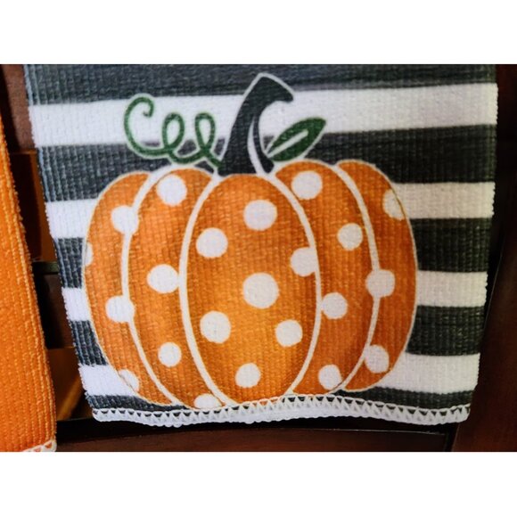Pumpkin Kitchen Towels Set Thanksgiving Halloween Fall Decor Holiday Decoration - Picture 3 of 6